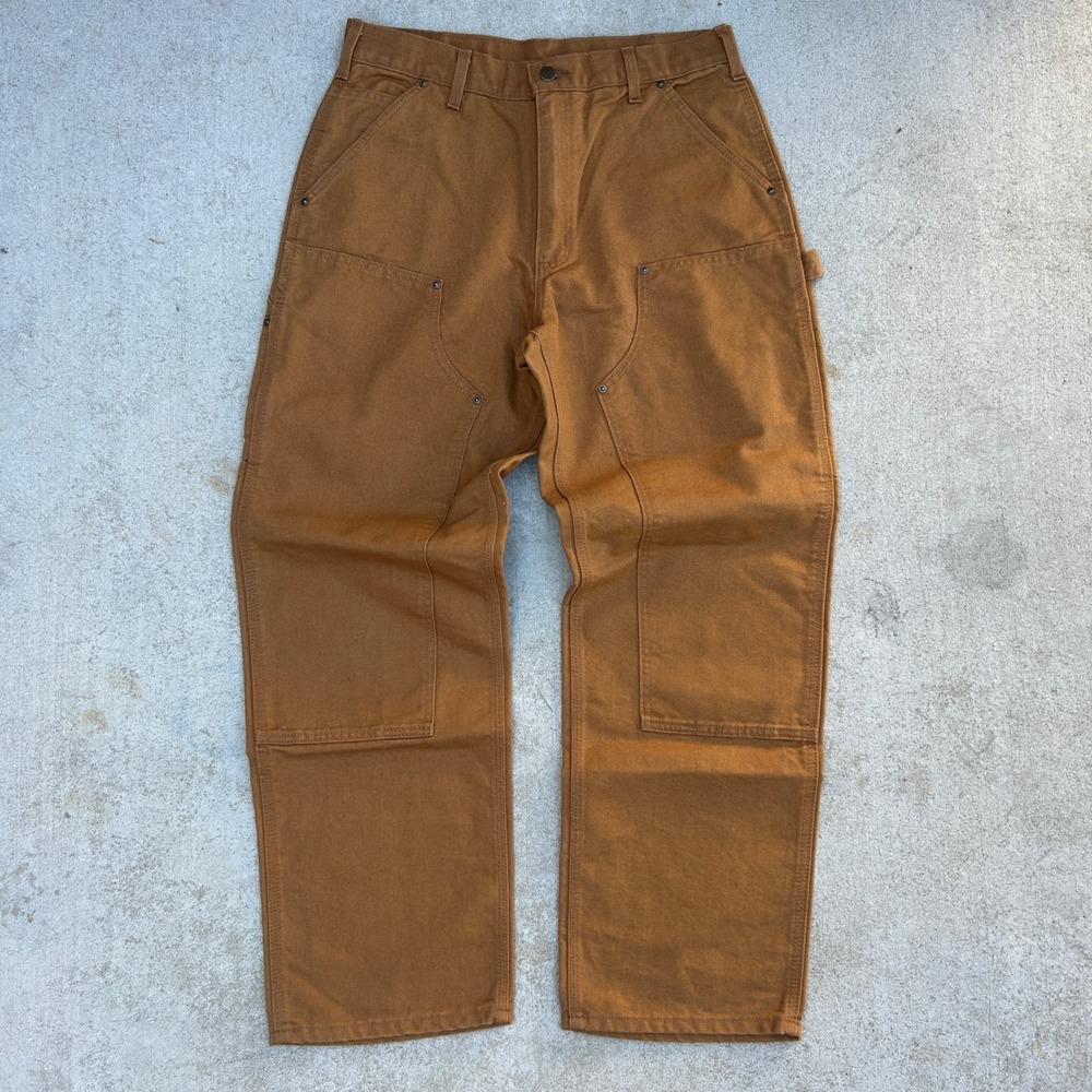 Carhartt B136 Double Front Work Pants 32x30 Brown Duck Loose Fit Canvas NWT New
